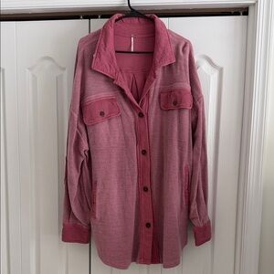 Free people Pink Button-Up Shirt Jacket